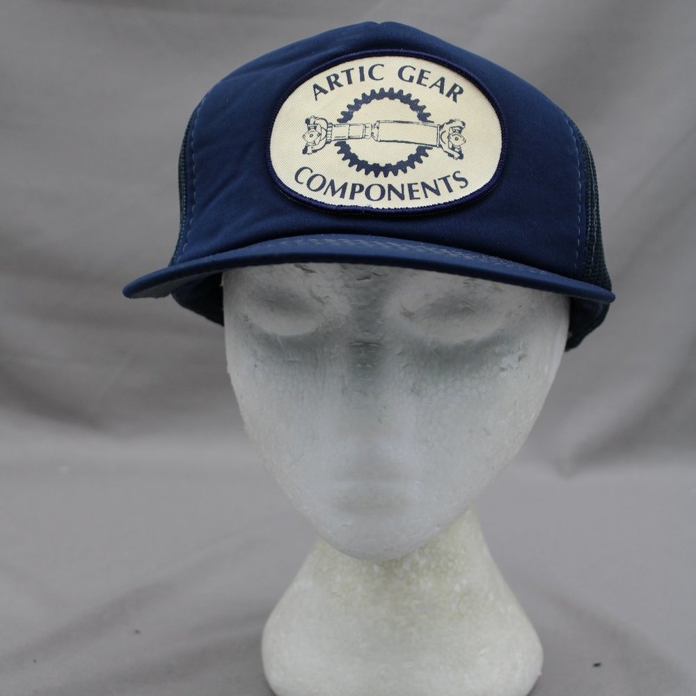 Vintage Patched Trucker Hat - Arctic Gear Copmonents Round Patch -Adult Snapback